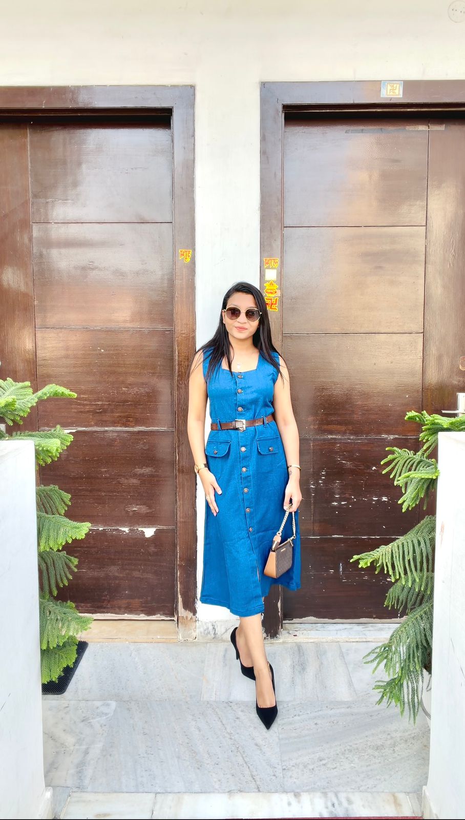 DENIM DRESS WITH BELT