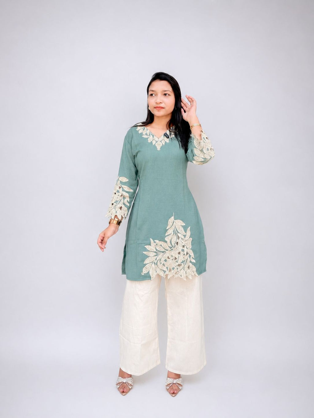 Linen cut work coord