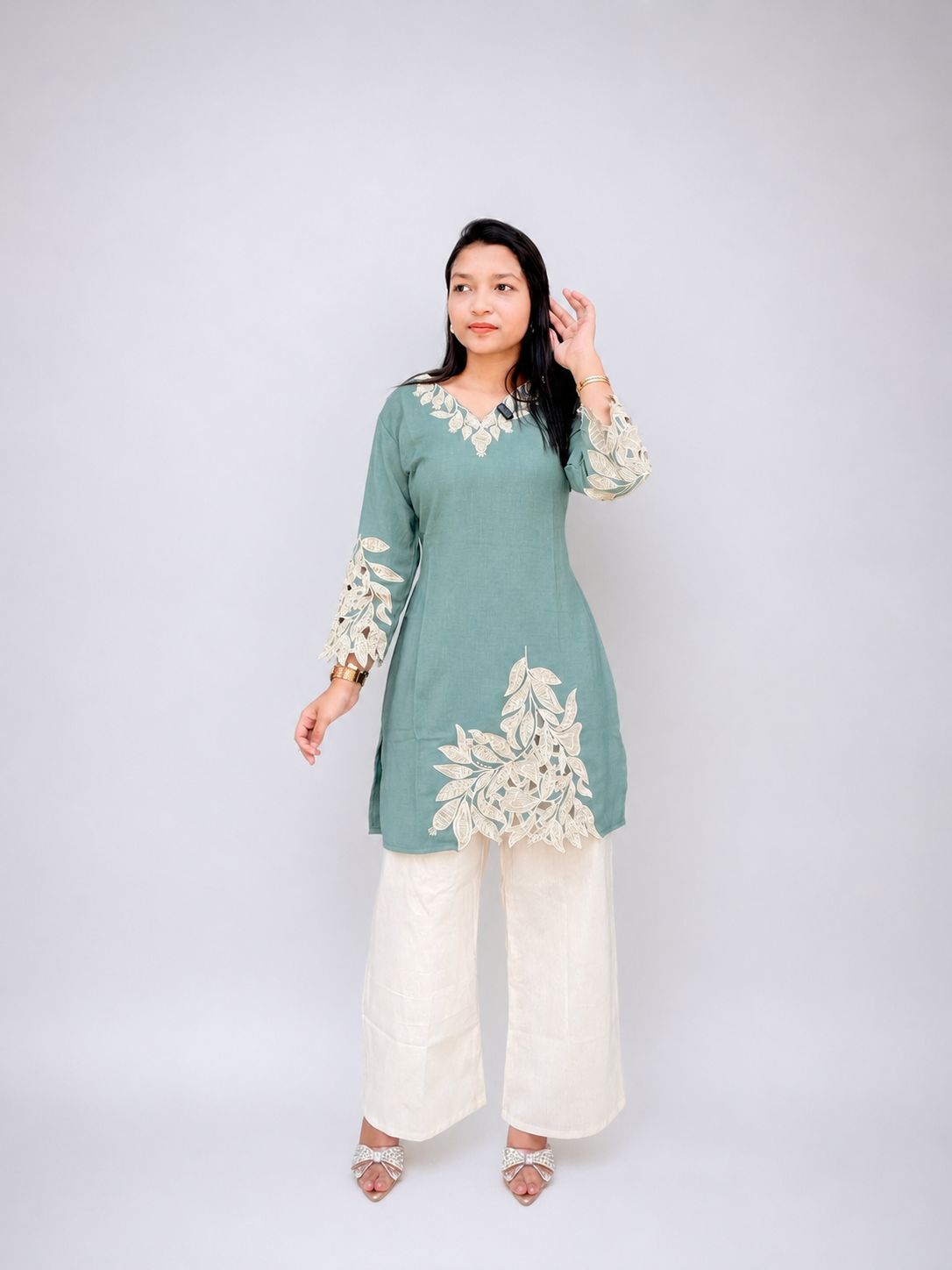 Linen cut work coord
