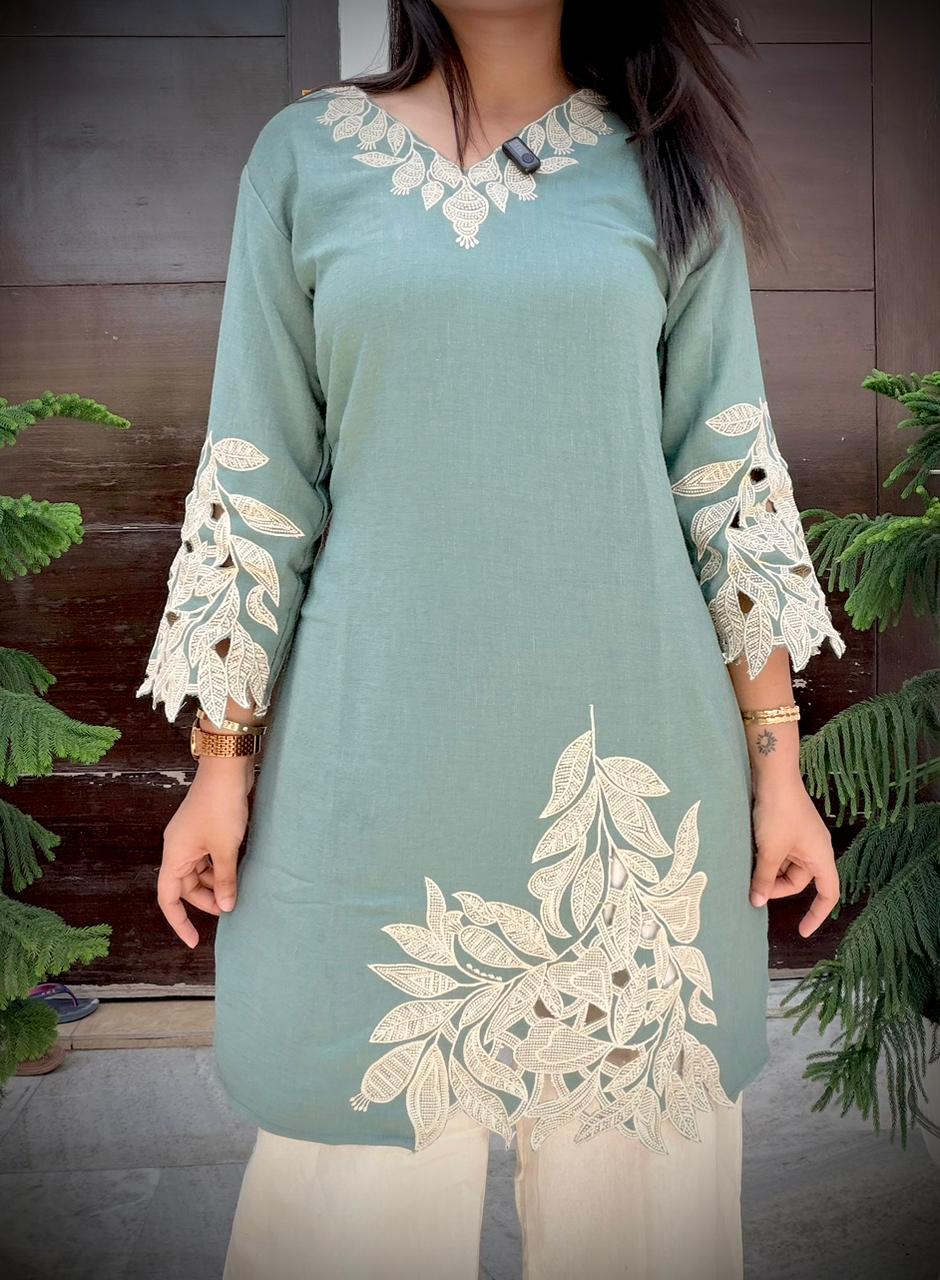 Linen cut work coord