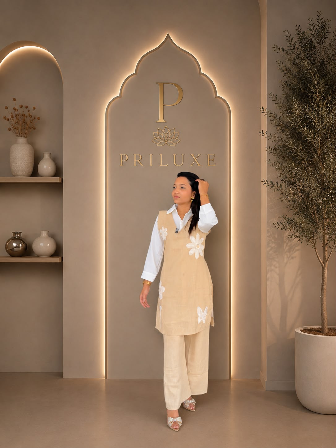 3 piece khadi cape coord