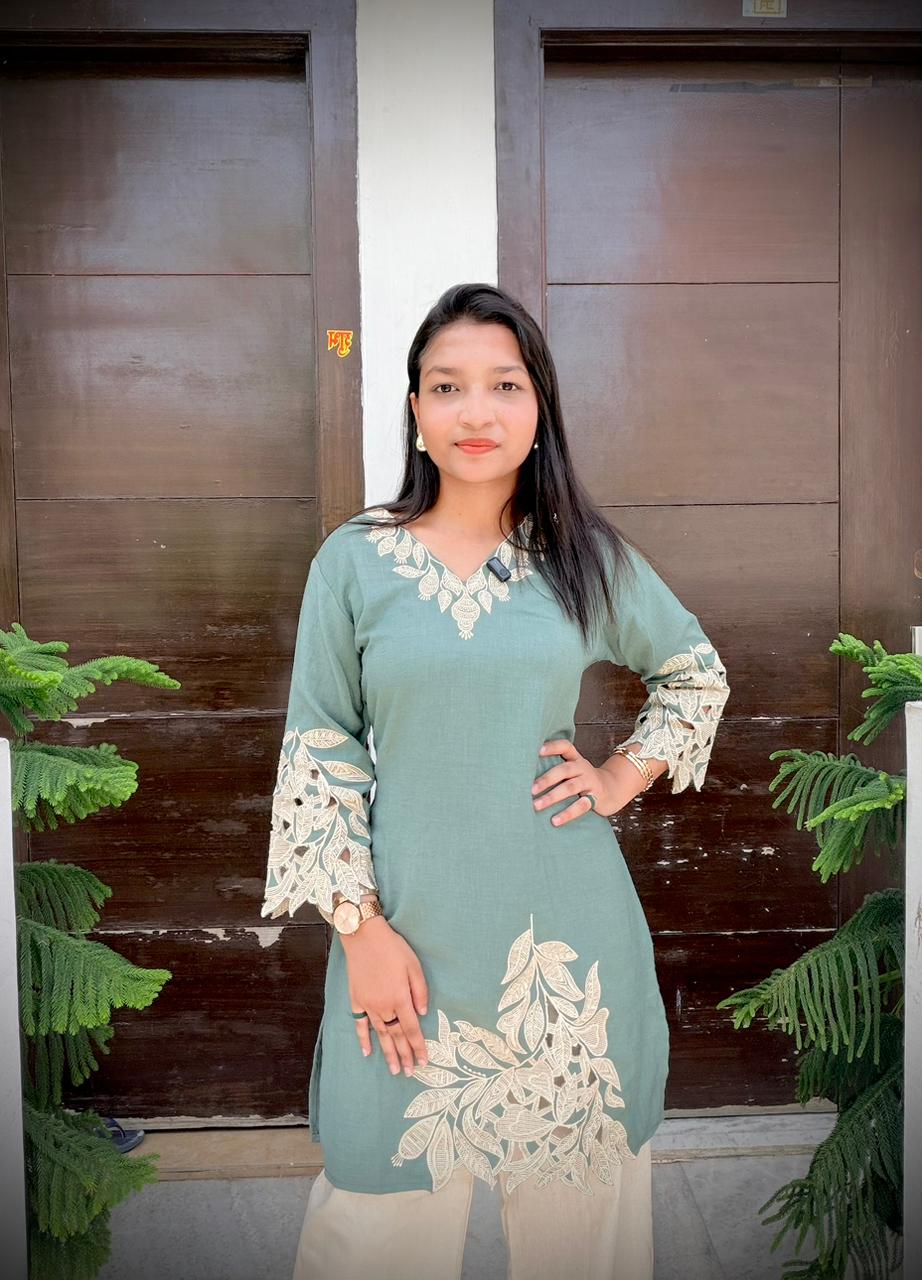 Linen cut work coord